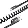 Cablu USB la Type-C Baseus Fish Eye Spring Data Black (1m, 2A, impletitura textila)