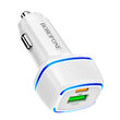 Set Incarcator Auto Borofone BZ14A Mercury cu cablu Type-C la Lightning, 1xUSB, 1xType-C, QC 3.0, Alb