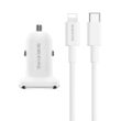 Set Incarcator Auto Borofone BZ12B Lasting Power cu cablu Type-C la Lightning, 1xType-C, QC 3.0, Alb