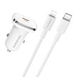 Set Incarcator Auto Borofone BZ12B Lasting Power cu cablu Type-C la Lightning, 1xType-C, QC 3.0, Alb