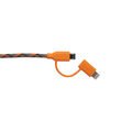 Cablu MicroUSB & Lightning MFI Boompods Duo Orange (1m, impletitura textila)