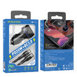Set Incarcator Auto Borofone BZ14A Mercury cu cablu Type-C la Lightning, 1xUSB, 1xType-C, QC 3.0, Negru