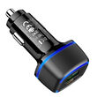 Set Incarcator Auto Borofone BZ14A Mercury cu cablu Type-C la Lightning, 1xUSB, 1xType-C, QC 3.0, Negru