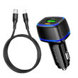Set Incarcator Auto Borofone BZ14A Mercury cu cablu Type-C la Lightning, 1xUSB, 1xType-C, QC 3.0, Negru