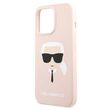 Husa iPhone 13 Pro Karl Lagerfeld Silicon Karl's Head Roz Deschis