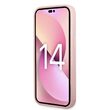 Husa iPhone 14 Pro Guess Glitter TPU Flakes Script Metal Logo Pink