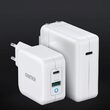 Incarcator Priza Choetech Mains Fast Charge Dual USB-A/USB-C PD 65W EU, Alb