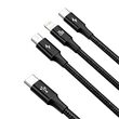 Cablu Type-C la MicroUSB+Lightning+Type-C Baseus 3 in 1 PD 20W Black 1.5m