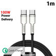 Cablu Type-C la Type-C Baseus Cafule Series Metal 100W Black (1m, impletitura nylon)