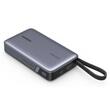 Ugreen Acumulator extern 20000mAh, 67W, Fast Charging, Digital Display, USB, Type-C, Cablu Type-C incorporat, Gri