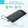Anker Acumulator extern Zolo 10.000 mAh, 22.5W, cu cablu USB-C inclus, Alb