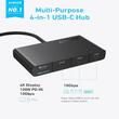 Anker Multihub 4 in 1 PD100W in, 85W PD out USB-C x 4 porturi, incarcare prin USB Type-C, viteza 10 Gbps, conectare prin USB-C , Gri