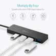 Anker Multihub 4 in 1 porturi: 4 x USB 3.2 gen 1, conectare prin USB 3.2, rata transfer 5 Gbps, ABS, Negru