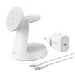 Anker Stand cu incarcare wireless 3 in 1 MagGo 15W, Fast Charging , pentru iPhone seriile 12-16. Apple Watch si AirPods, incarcator si cablu inclus, Alb