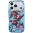 Guess Husa Glitter Blossom Roses MagSafe iPhone 18 Pro / 17 Pro Light Blue