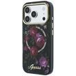 Guess Husa Glitter Blossom Roses MagSafe iPhone 18 Pro / 17 Pro Negru