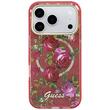 Guess Husa Glitter Blossom Roses MagSafe iPhone 18 Pro Max / 17 Pro Max Burgundy
