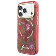 Guess Husa Glitter Blossom Roses MagSafe iPhone 18 Pro Max / 17 Pro Max Burgundy