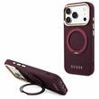 Guess Husa Grained Leather Ring Stand 360 Classic Magsafe iPhone 18 Pro Max / 17 Pro Max Burgundy