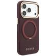 Guess Husa Grained Leather Ring Stand 360 Classic Magsafe iPhone 18 Pro Max / 17 Pro Max Burgundy