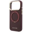 Guess Husa Grained Leather Ring Stand 360 Classic Magsafe iPhone 18 Pro Max / 17 Pro Max Burgundy