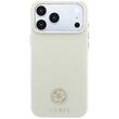 Guess Husa Grained Leather Round Strass Logo Magsafe iPhone 18 Pro / 17 Pro Bej