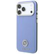 Guess Husa Grained Leather Round Strass Logo Magsafe iPhone 18 Pro / 17 Pro Light Blue