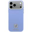 Guess Husa Grained Leather Round Strass Logo Magsafe iPhone 18 Pro / 17 Pro Light Blue