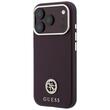 Guess Husa Grained Leather Round Strass Logo Magsafe iPhone 18 Pro Max / 17 Pro Max Burgundy
