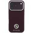 Guess Husa Grained Leather Round Strass Logo Magsafe iPhone 18 Pro Max / 17 Pro Max Burgundy