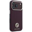 Guess Husa Grained Leather Round Strass Logo Magsafe iPhone 18 Pro Max / 17 Pro Max Burgundy