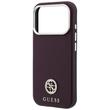 Guess Husa Grained Leather Round Strass Logo Magsafe iPhone 18 Pro Max / 17 Pro Max Burgundy