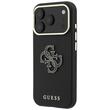 Guess Husa Grained Leather and Big Resin Logo iPhone 18 Pro / 17 Pro Negru