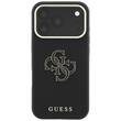 Guess Husa Grained Leather and Big Resin Logo iPhone 18 Pro / 17 Pro Negru