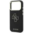 Guess Husa Grained Leather and Big Resin Logo iPhone 18 Pro / 17 Pro Negru