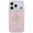 Guess Husa Grained Leather and Big Resin Logo iPhone 18 Pro / 17 Pro Roz