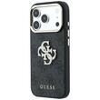 Guess Husa Leather 4G Big Strass Logo iPhone 18 Pro / 17 Pro Negru