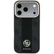 Guess Husa Leather 4G Stripe Round Classic Logo MagSafe iPhone 18 Pro / 17 Pro Negru