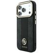 Guess Husa Leather 4G Stripe Round Classic Logo MagSafe iPhone 18 Pro / 17 Pro Negru