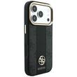 Guess Husa Leather 4G Stripe Round Classic Logo MagSafe iPhone 18 Pro / 17 Pro Negru