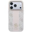 Guess Husa Leather 4G Stripe Round Classic Logo MagSafe iPhone 18 Pro / 17 Pro Roz