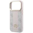 Guess Husa Leather 4G Stripe Round Classic Logo MagSafe iPhone 18 Pro / 17 Pro Roz
