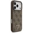 Guess Husa Leather 4G Triangle Strass MagSafe iPhone 18 Pro / 17 Pro Maro