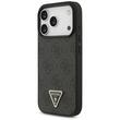 Guess Husa Leather 4G Triangle Strass MagSafe iPhone 18 Pro / 17 Pro Negru
