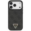 Guess Husa Leather 4G Triangle Strass MagSafe iPhone 18 Pro / 17 Pro Negru