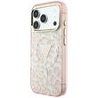 Guess Husa Leopard Glitter Triangle Logo MagSafe iPhone 18 Pro / 17 Pro Roz