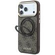 Guess Husa Ring Stand 360 4G Leather Classic Logo MagSafe iPhone 18 Pro / 17 Pro Maro