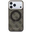 Guess Husa Ring Stand 360 4G Leather Classic Logo MagSafe iPhone 18 Pro / 17 Pro Maro