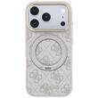 Guess Husa Ring Stand 360 4G Leather Classic Logo MagSafe iPhone 18 Pro / 17 Pro Roz