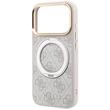 Guess Husa Ring Stand 360 4G Leather Classic Logo MagSafe iPhone 18 Pro / 17 Pro Roz